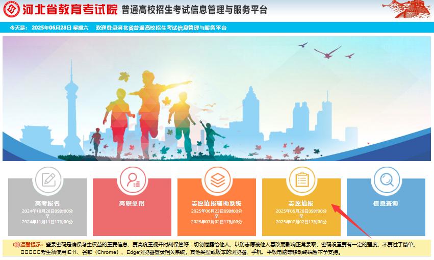 2025年河北省中等职业学校对口升学志愿填报流程图